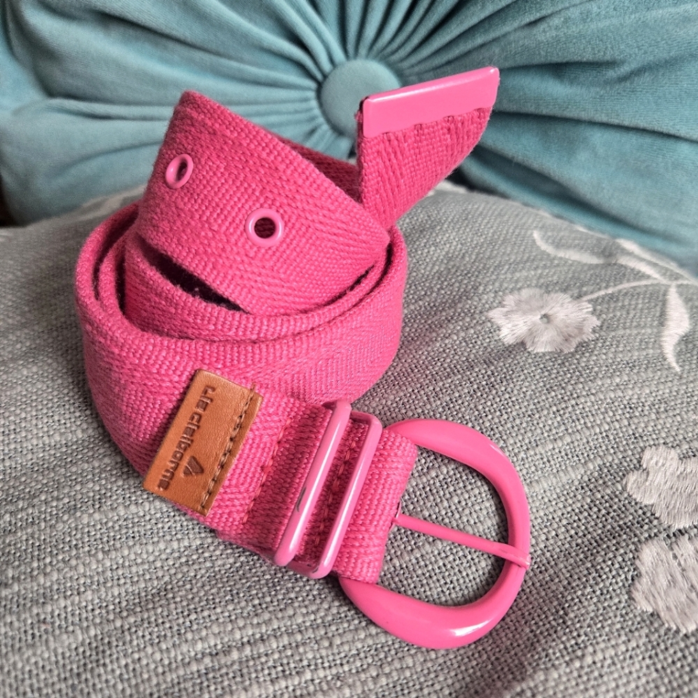 Vintage Liz Claiborne Pink Woven Belt Metal Buckle ~27-30" Long